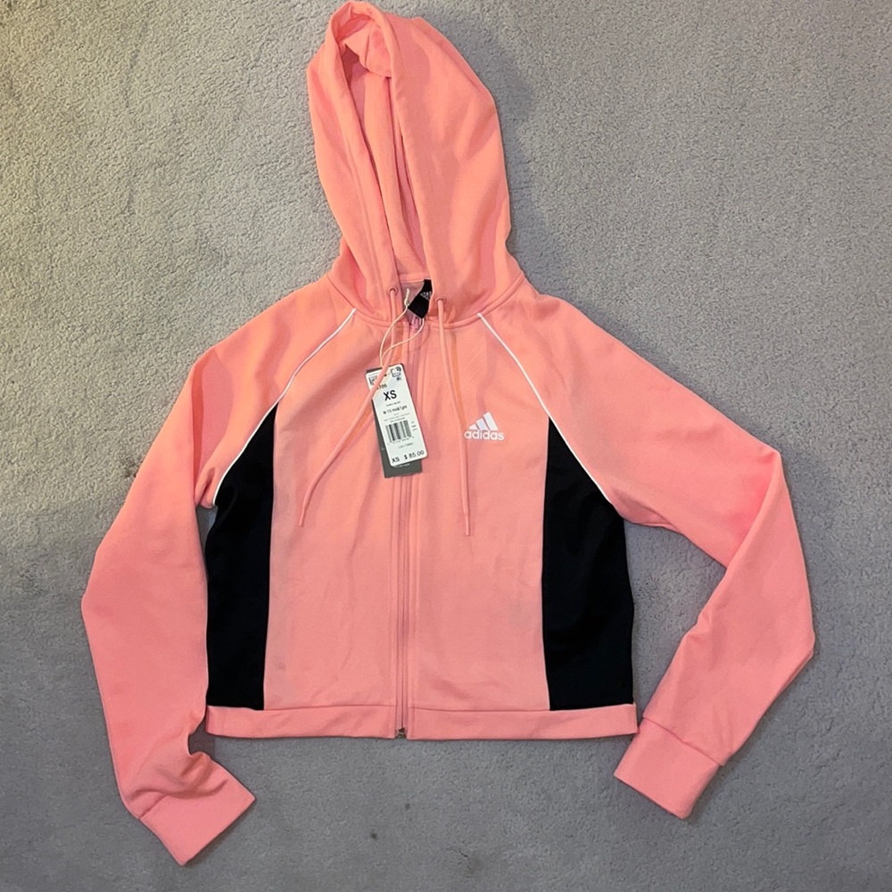 Brand new adidas pink and black zip up sweater.